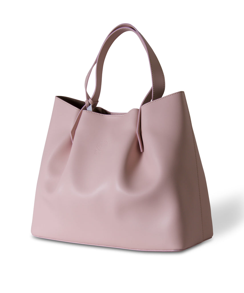 Handmade Leather Tote Bag with Zipper, Tote Handbag | Mayko Bags Pink