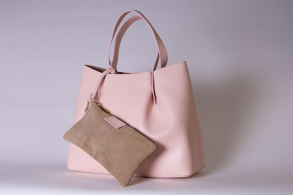 Italian Leather Tote - Soft Pink