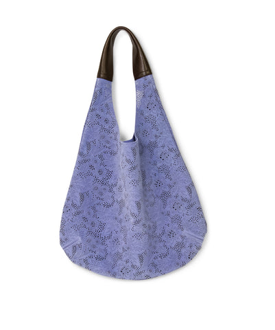 Purple Suede Tote with Laser Motif - Made in Italy