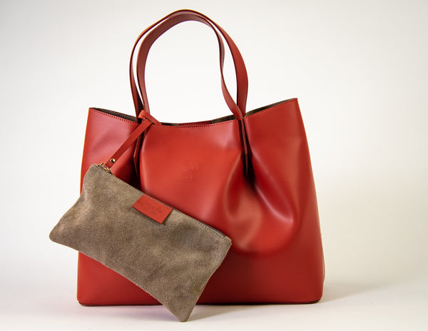 Italian Leather Tote - Terracota