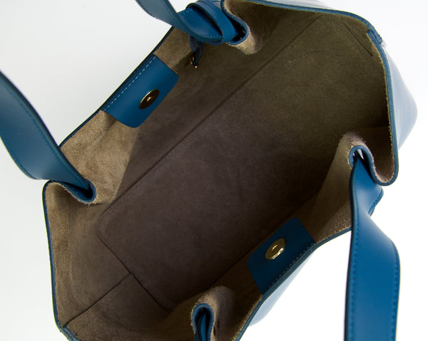 Italian Leather Tote - Bleu Petrol